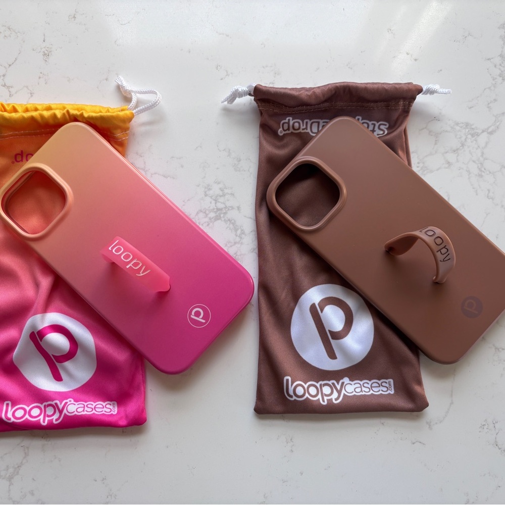 Loopy Case Silicone Phone Cases with Loopy Grip (iPhone 15 & 16) - Pink & Brown